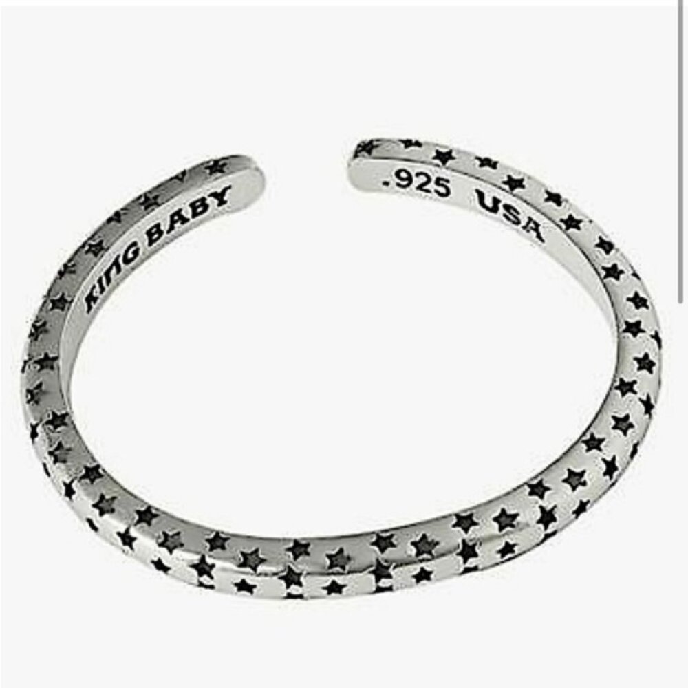 Star Sterling Silver Bangle Cuff Bracelet